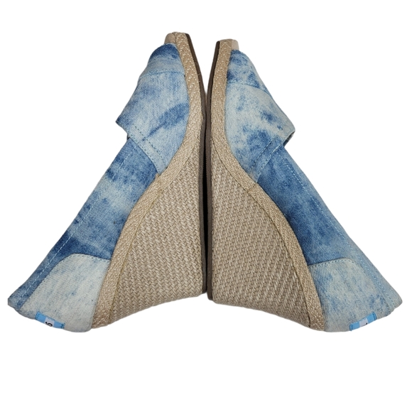 TOMS TDENM Wedges Tie Dyed Denim Espadrille - Picture 7 of 9